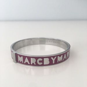 Women's Pink Enamel Logo Bangle Bracelet